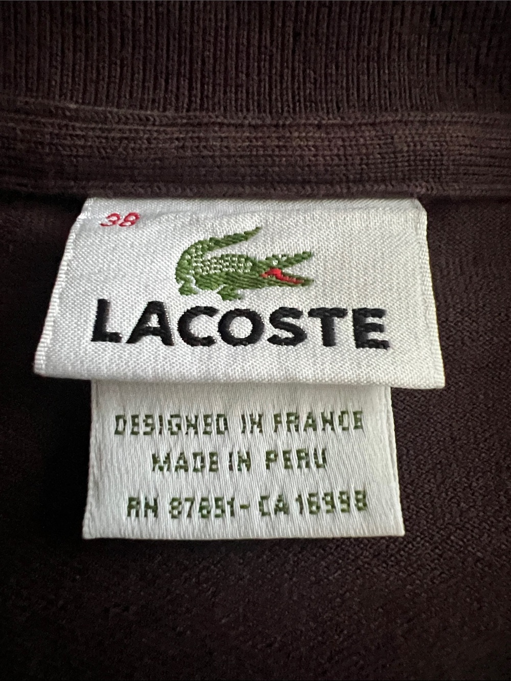 Lacoste Long Sleeve Polo in Deep Brown - Picture 2 of 4